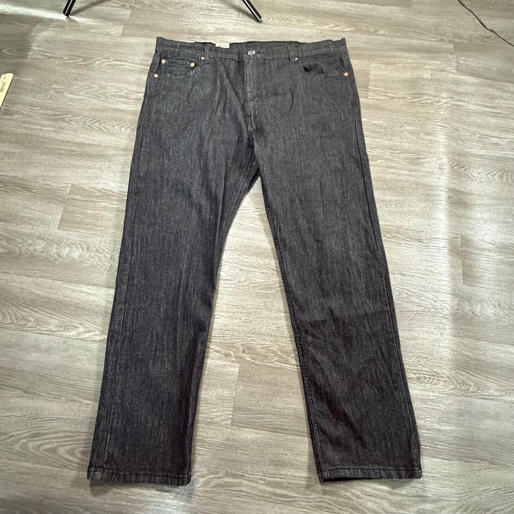 Levis 502 Taper Mens 44x32 Black Stretch Denim Jeans 295070652 NWT